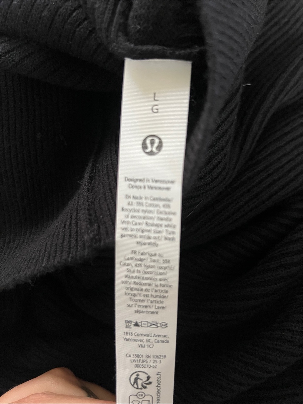 NWOT lululemon athletics Women's Black Ribbed Mini Sweater Dress - Picture 3 of 3